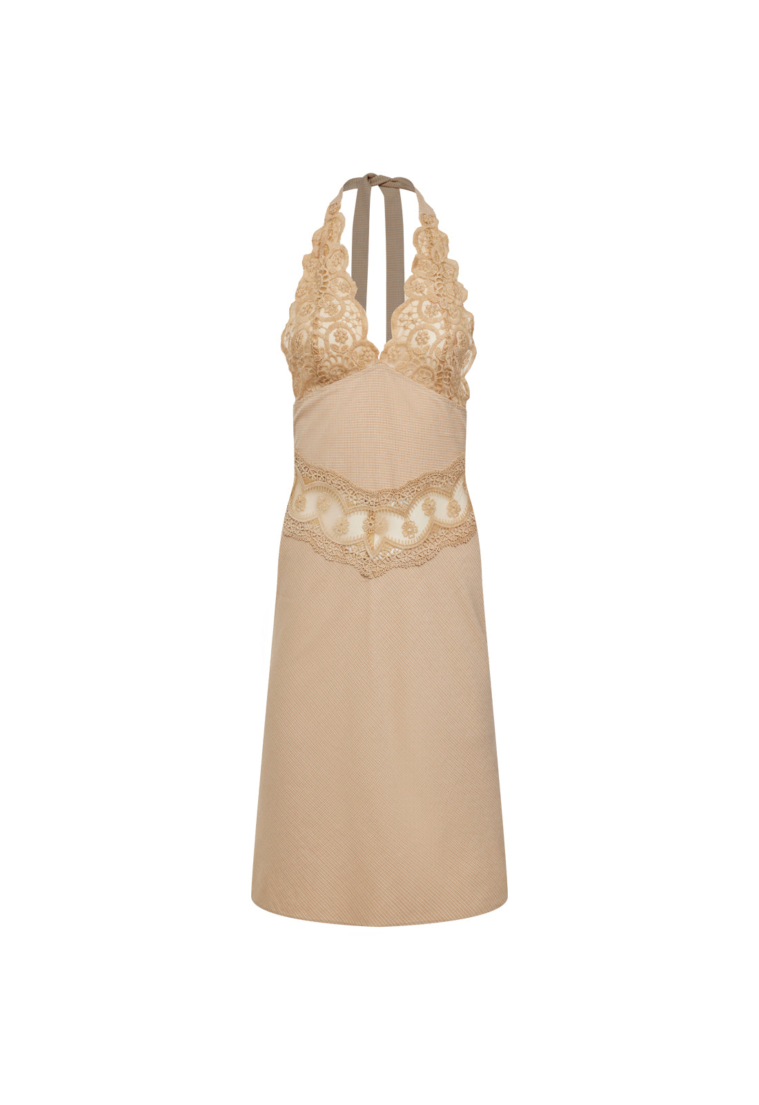 SOLANA MIDI ELBISE - BEJ EKOSE